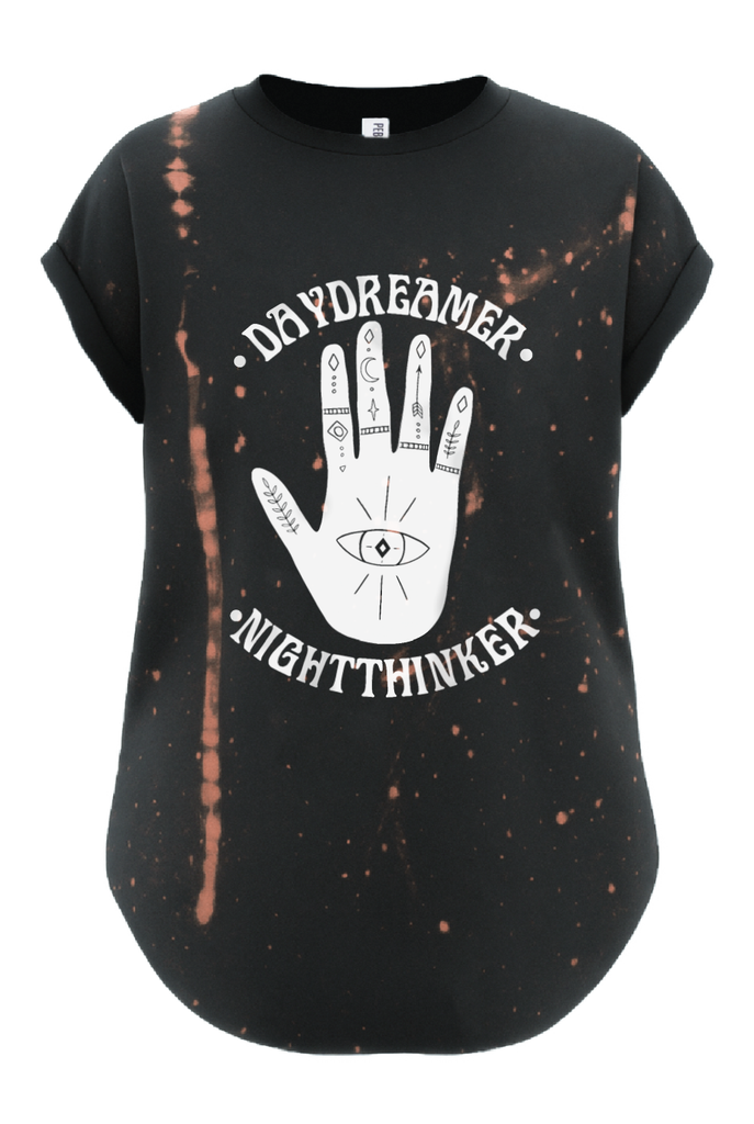 pebby forevee Side Slit Tee DAYDREAMER NIGHT THINKER BLEACHED OUT SIDE SLIT TEE
