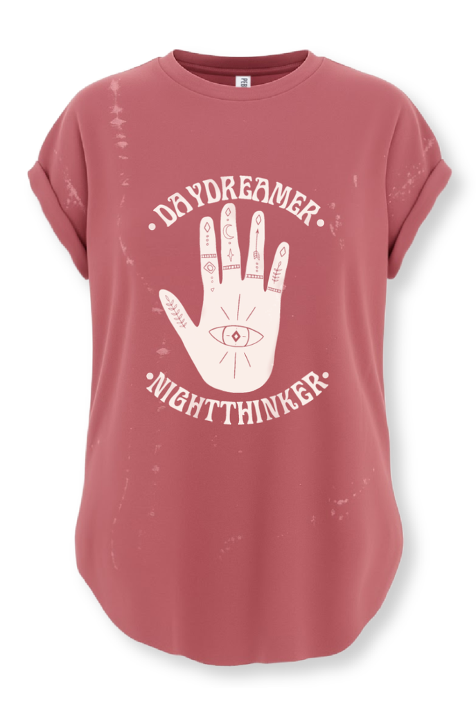 pebby forevee Side Slit Tee DAYDREAMER NIGHT THINKER BLEACHED OUT SIDE SLIT TEE