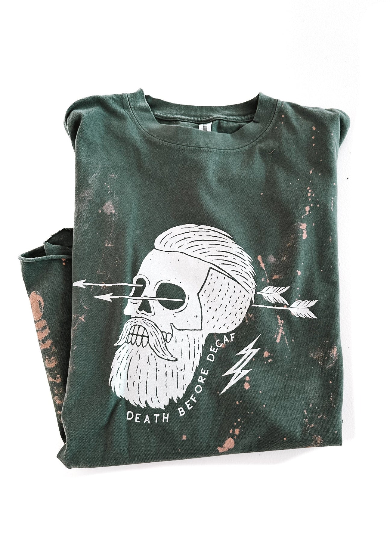 pebby forevee Side Slit Tee DEATH BEFORE DECAF BLEACHED OUT SIDE SLIT TEE