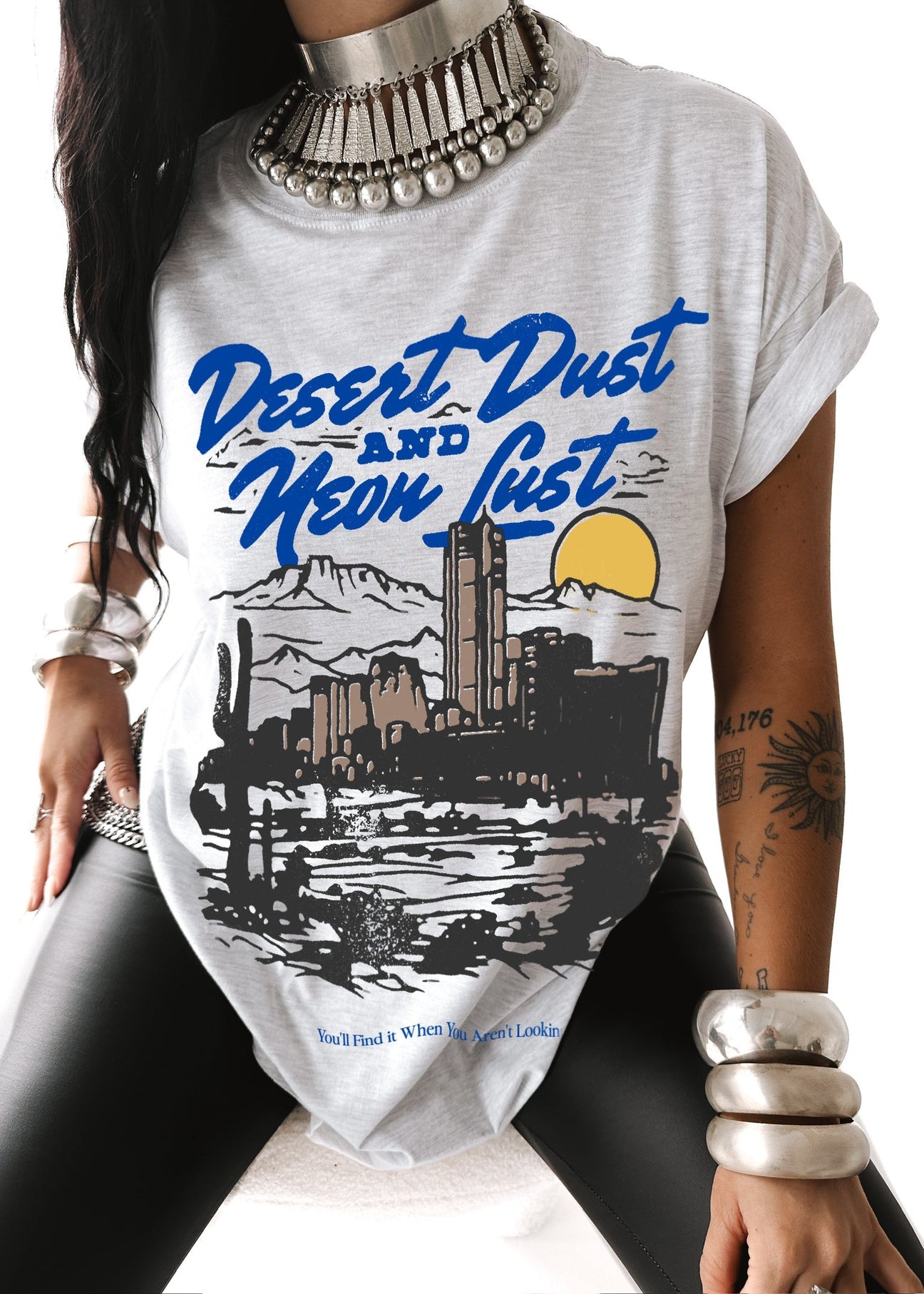 pebby forevee Side Slit Tee DESERT DUST & NEON DUST SIDE SLIT TEE