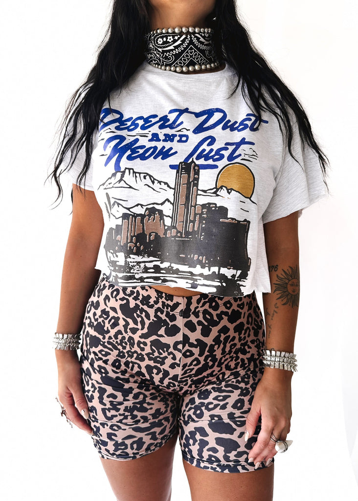 pebby forevee Side Slit Tee DESERT DUST & NEON LUST CROPPED TEE