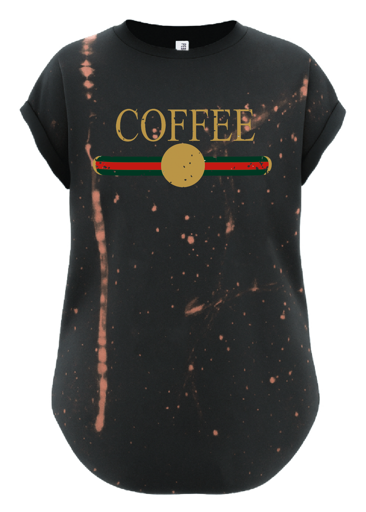 pebby forevee Side Slit Tee DESIGNER COFFEE BLEACHED OUT SIDE SLIT TEE