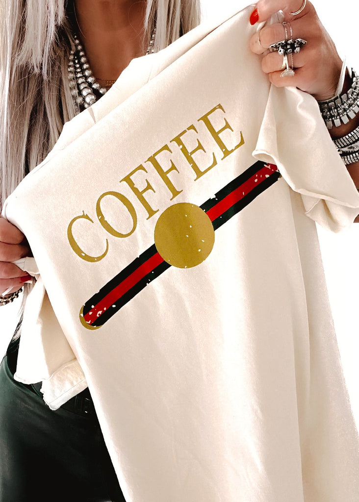 pebby forevee Side Slit Tee DESIGNER COFFEE SIDE SLIT TEE