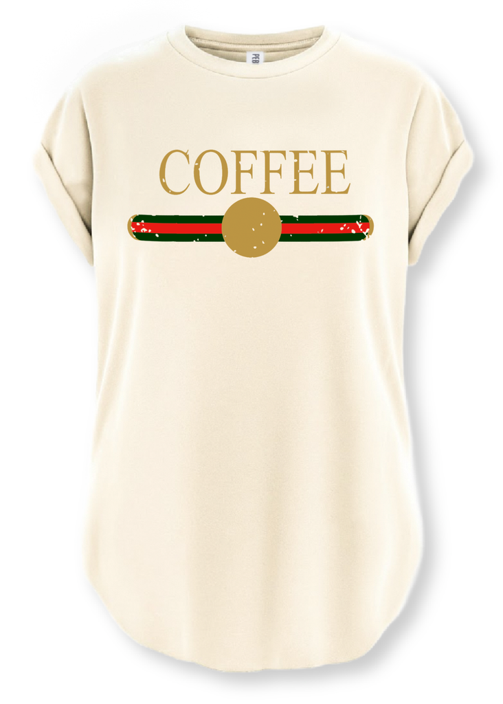 pebby forevee Side Slit Tee DESIGNER COFFEE SIDE SLIT TEE