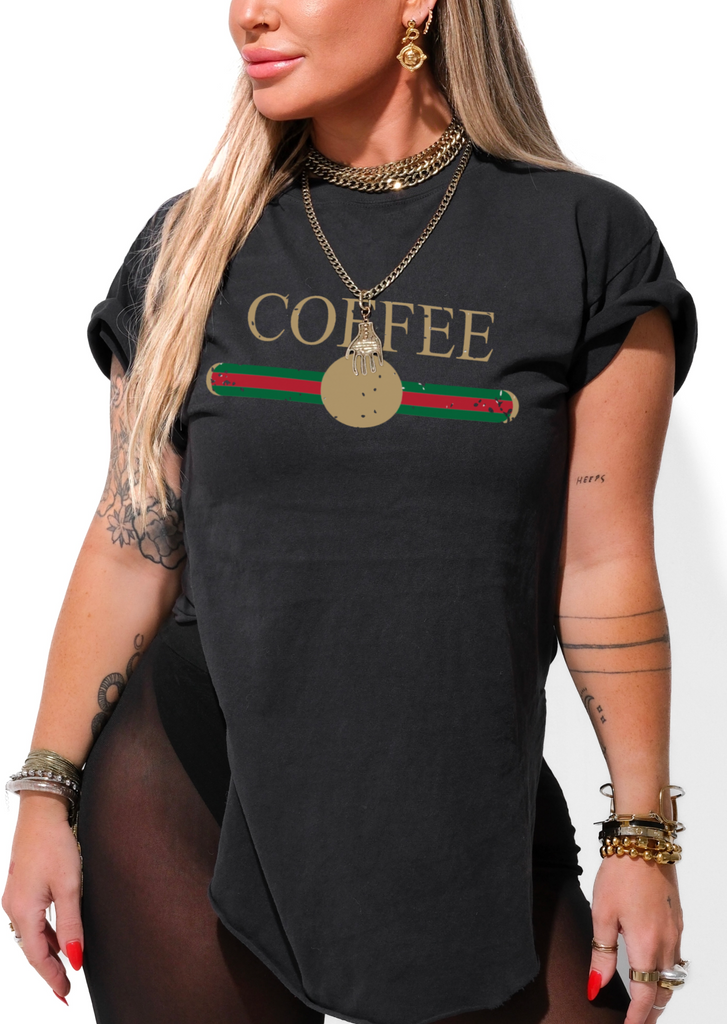 pebby forevee Side Slit Tee DESIGNER COFFEE SIDE SLIT TEE