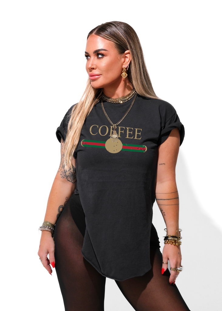pebby forevee Side Slit Tee DESIGNER COFFEE SIDE SLIT TEE