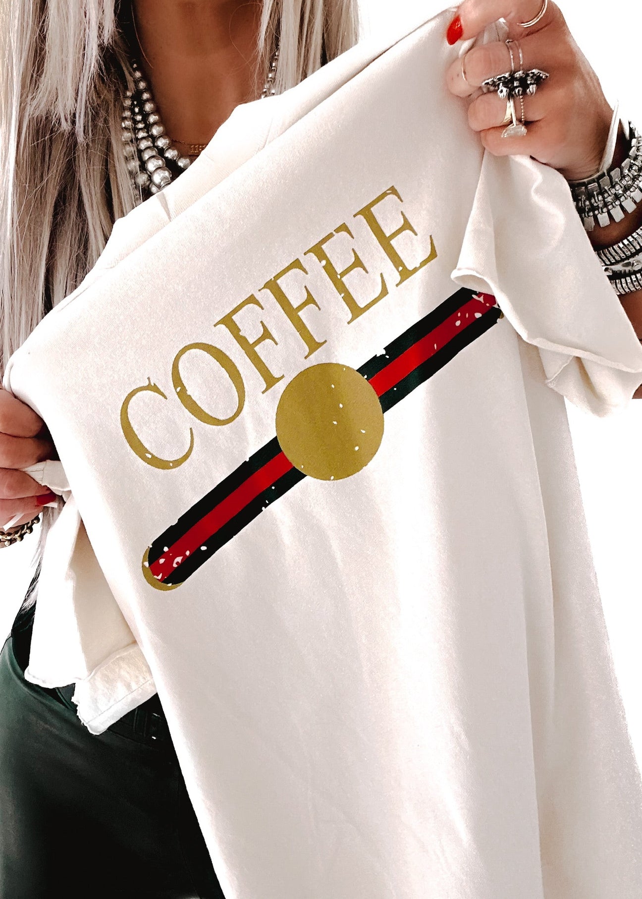 pebby forevee Side Slit Tee DESIGNER COFFEE SIDE SLIT TEE