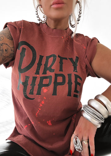 pebby forevee Side Slit Tee DIRTY HIPPIE BLEACHED OUT SIDE SLIT TEE