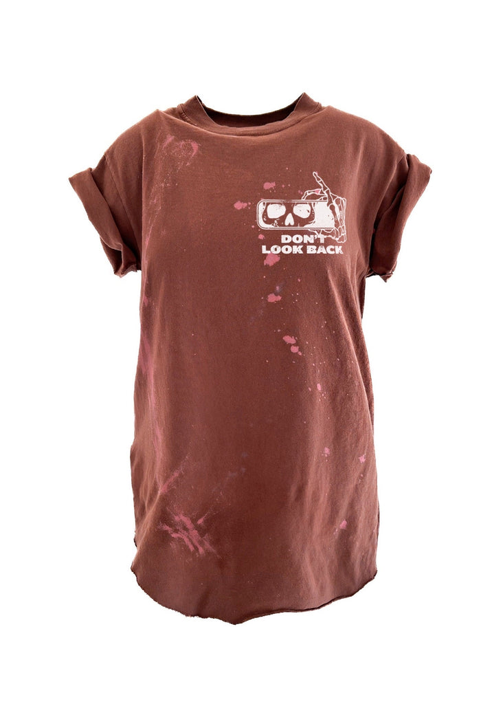 pebby forevee Side Slit Tee DON'T LOOK BACK BLEACHED OUT SIDE SLIT TEE