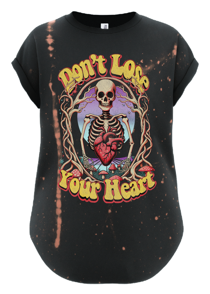 pebby forevee Side Slit Tee DON'T LOSE YOUR HEART BLEACHED OUT SIDE SLIT TEE