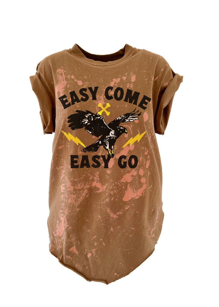 pebby forevee Side Slit Tee EASY COME EASY GO BLEACHED OUT SIDE SLIT TEE