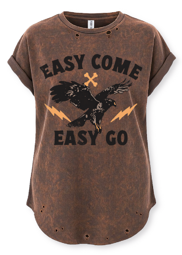 pebby forevee Side Slit Tee EASY COME EASY GO DESTRUCTED SIDE SLIT TEE