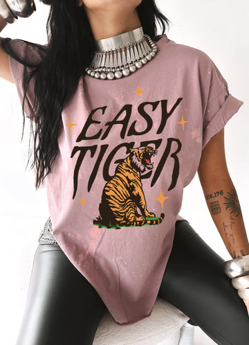 pebby forevee Side Slit Tee EASY TIGER BLEACHED OUT SIDE SLIT TEE