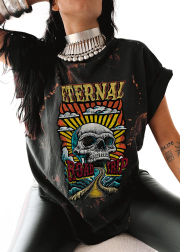 pebby forevee Side Slit Tee ETERNAL ROADTRIP BLEACHED OUT SIDE SLIT TEE