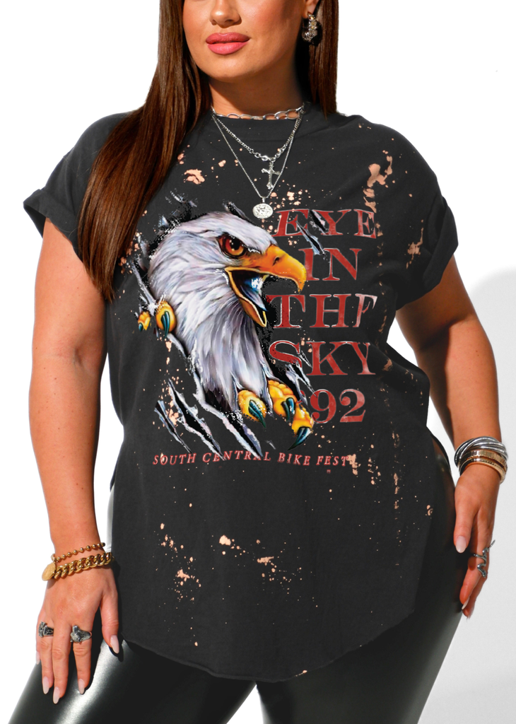 pebby forevee Side Slit Tee EYE IN THE SKY BLEACHED OUT SIDE SLIT TEE