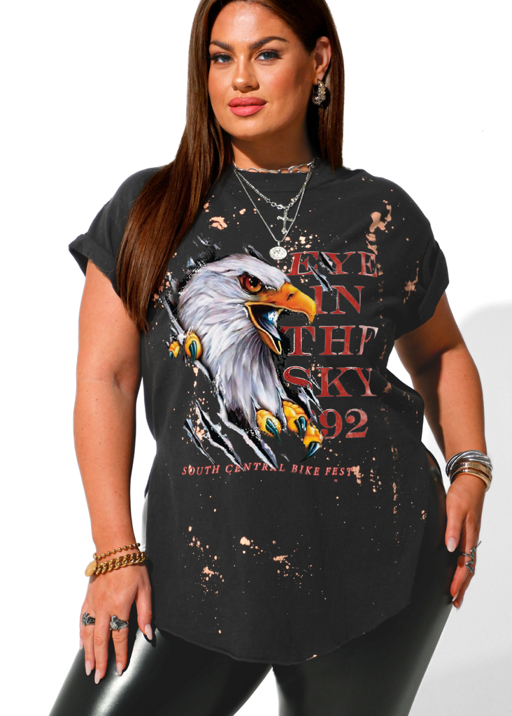 pebby forevee Side Slit Tee EYE IN THE SKY BLEACHED OUT SIDE SLIT TEE