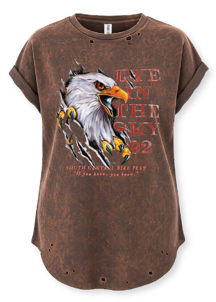 pebby forevee Side Slit Tee EYE IN THE SKY DESTRUCTED SIDE SLIT TEE