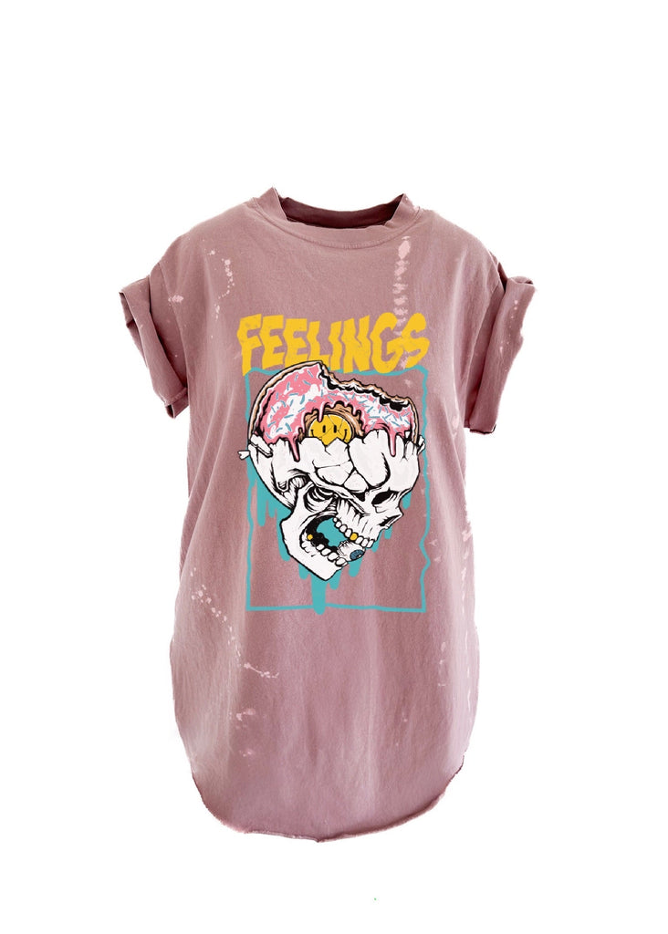 pebby forevee Side Slit Tee F*CK FEELINGS BLEACHED OUT SIDE SLIT TEE