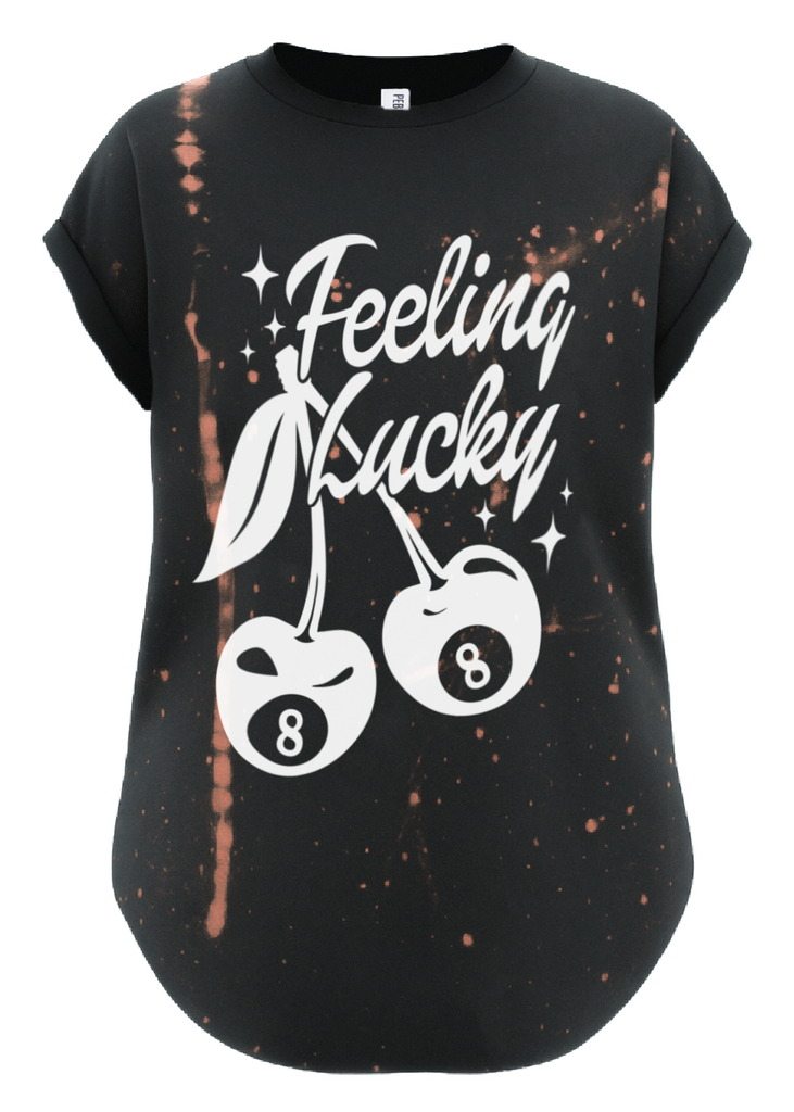 pebby forevee Side Slit Tee FEELING LUCKY BLEACHED OUT SIDE SLIT TEE