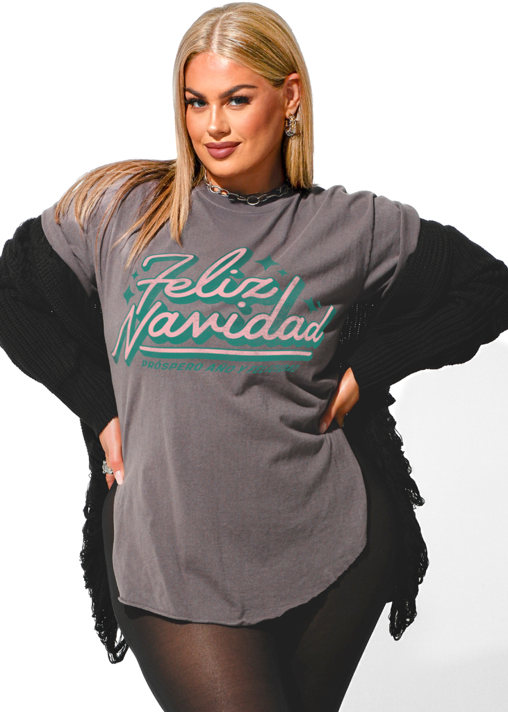 pebby forevee Side Slit Tee FELIZ NAVIDAD SIDE SLIT TEE
