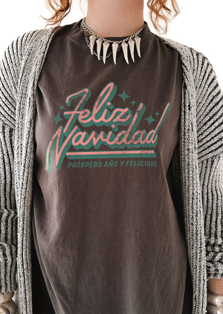 pebby forevee Side Slit Tee FELIZ NAVIDAD SIDE SLIT TEE