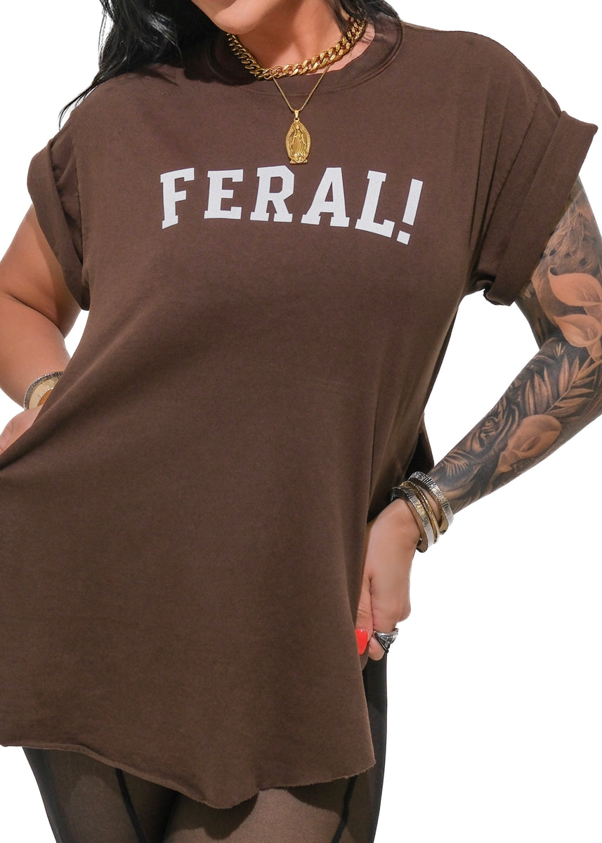 FERAL! (SCRIPT) SIDE SLIT TEE – Pebby Forevee