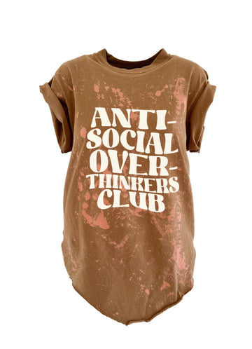 pebby forevee Side Slit Tee FINAL SALE: ANTISOCIAL OVERTHINKERS CLUB BLEACHED OUT SIDE SLIT TEE