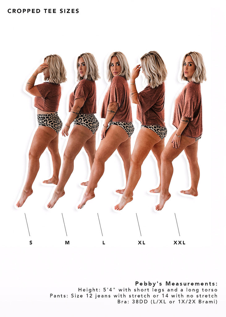 pebby forevee Side Slit Tee FINAL SALE: CROPPED PEBBY BASICS RUST TEE