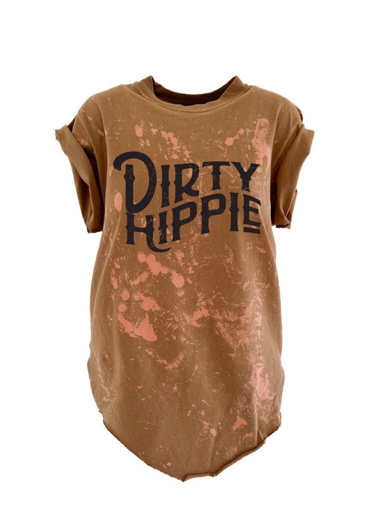 pebby forevee Side Slit Tee FINAL SALE: DIRTY HIPPIE BLEACHED OUT SIDE SLIT TEE