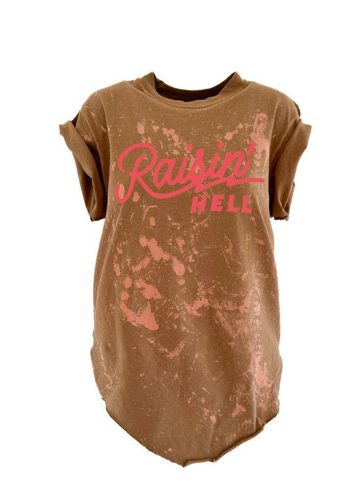 pebby forevee Side Slit Tee FINAL SALE: RAISIN' HELL VINTAGE BLEACHED OUT SIDE SLIT TEE