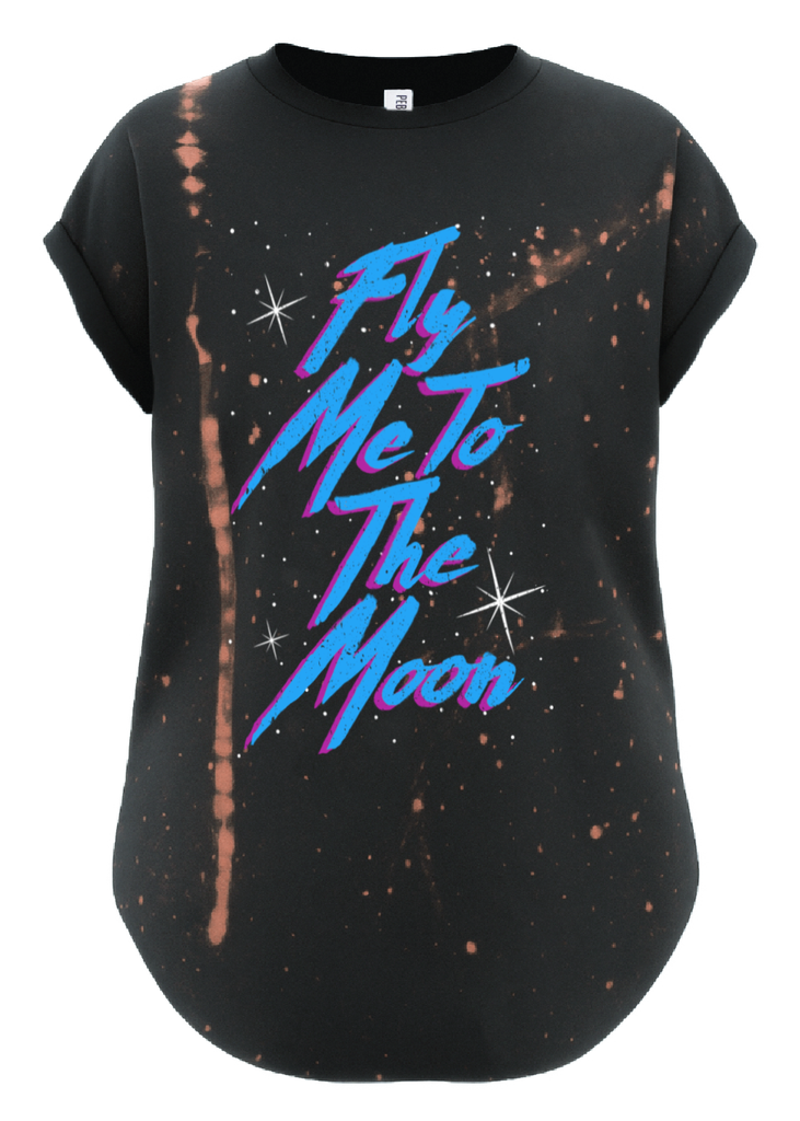 pebby forevee Side Slit Tee FLY ME TO THE MOON BLEACHED OUT SIDE SLIT TEE