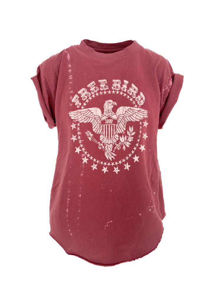 pebby forevee Side Slit Tee FREE BIRD BLEACHED OUT SIDE SLIT TEE