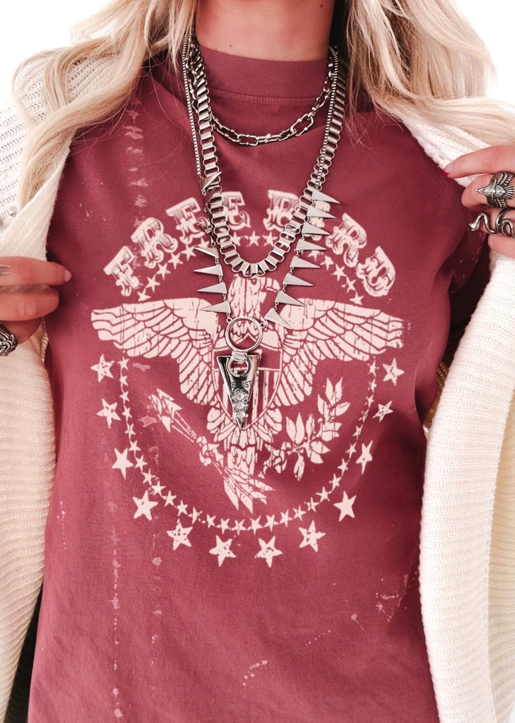 pebby forevee Side Slit Tee FREE BIRD BLEACHED OUT SIDE SLIT TEE