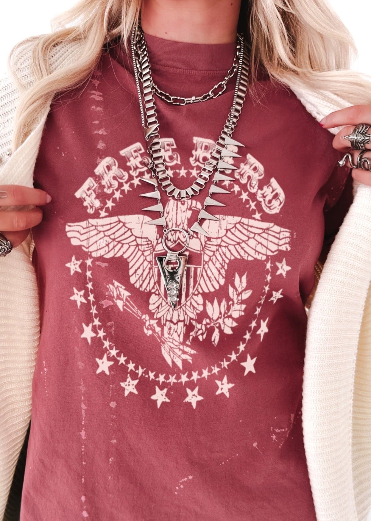 pebby forevee Side Slit Tee FREE BIRD BLEACHED OUT SIDE SLIT TEE