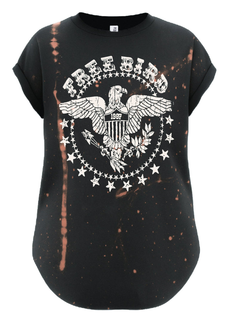 pebby forevee Side Slit Tee FREE BIRD BLEACHED OUT SIDE SLIT TEE