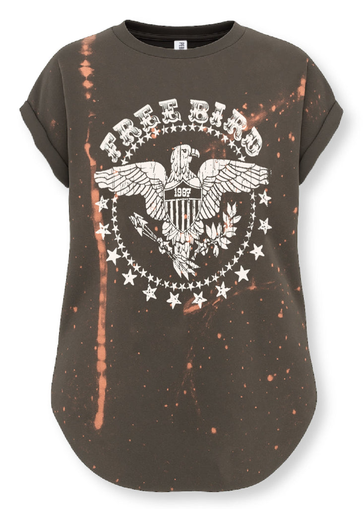 pebby forevee Side Slit Tee FREE BIRD BLEACHED OUT SIDE SLIT TEE