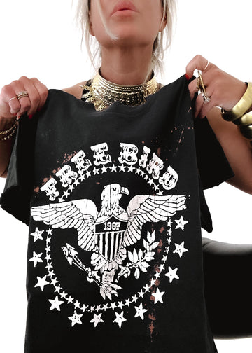 pebby forevee Side Slit Tee FREE BIRD BLEACHED OUT SIDE SLIT TEE