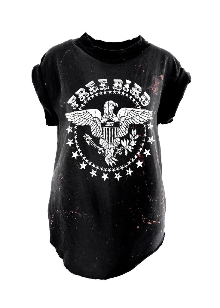 pebby forevee Side Slit Tee FREE BIRD BLEACHED OUT SIDE SLIT TEE