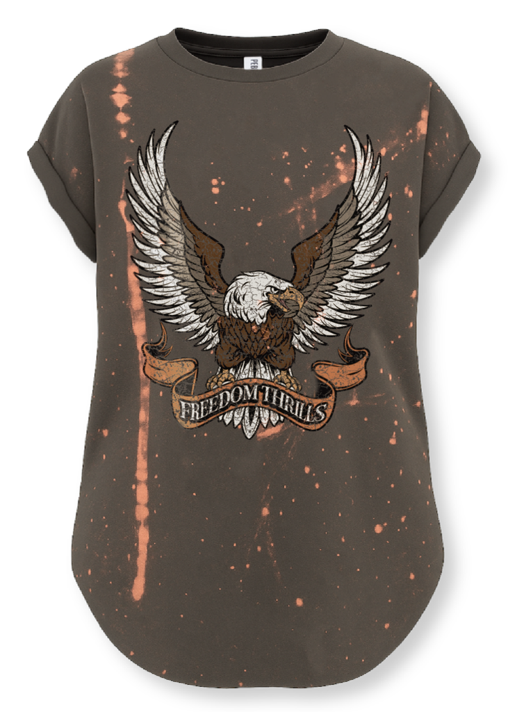 pebby forevee Side Slit Tee FREEDOM THRILLS BLEACHED OUT SIDE SLIT TEE