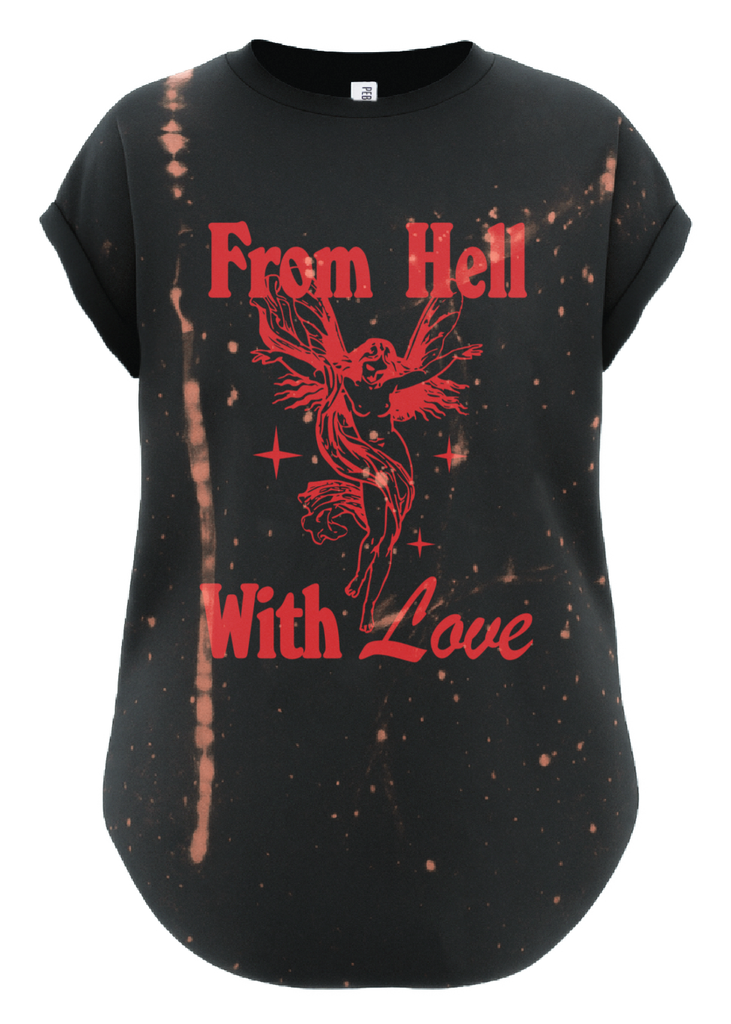 pebby forevee Side Slit Tee FROM HELL WITH LOVE BLEACHED OUT SIDE SLIT TEE