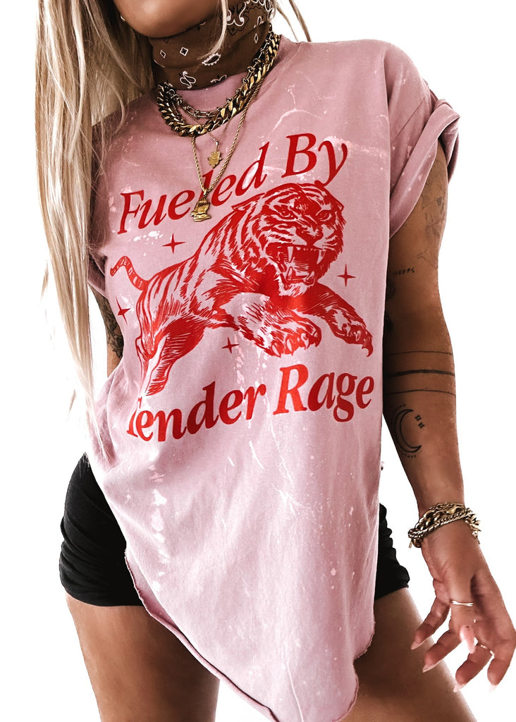 pebby forevee Side Slit Tee FUELED BY TENDER RAGE BLEACHED OUT SIDE SLIT TEE
