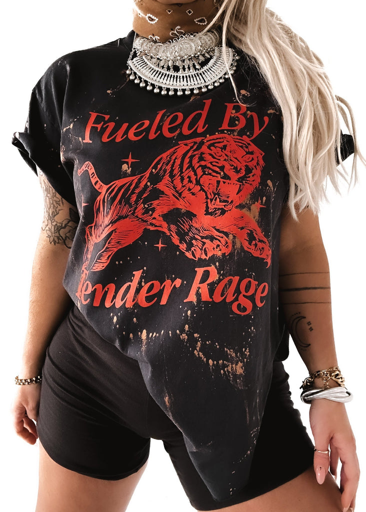 pebby forevee Side Slit Tee FUELED BY TENDER RAGE BLEACHED OUT SIDE SLIT TEE