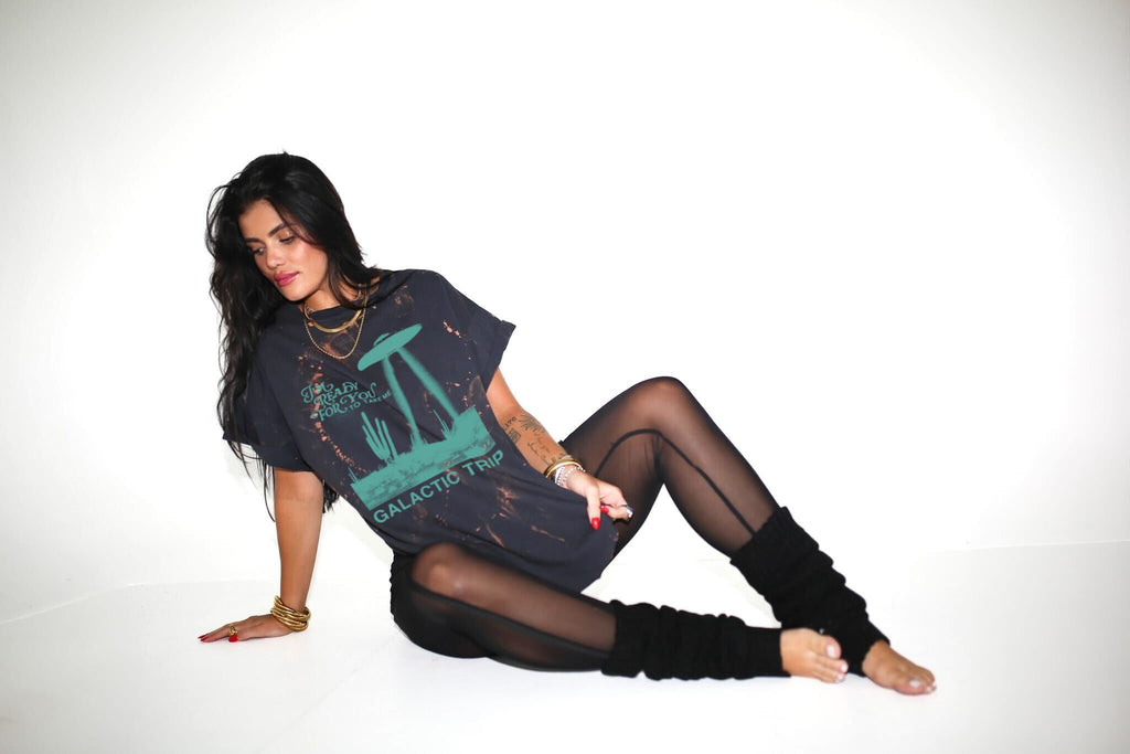 pebby forevee Side Slit Tee GALACTIC TRIP BLEACHED OUT SIDE SLIT TEE