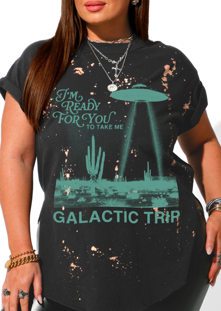 pebby forevee Side Slit Tee GALACTIC TRIP BLEACHED OUT SIDE SLIT TEE