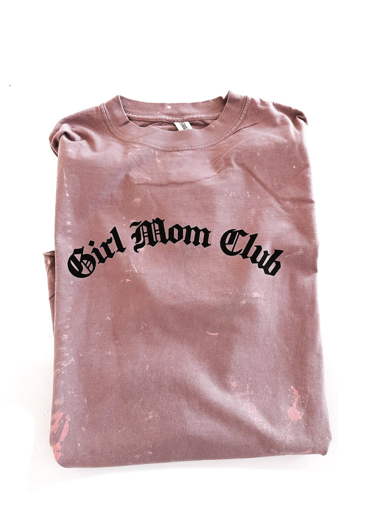 pebby forevee Side Slit Tee GIRL MOM CLUB BLEACHED OUT SIDE SLIT TEE