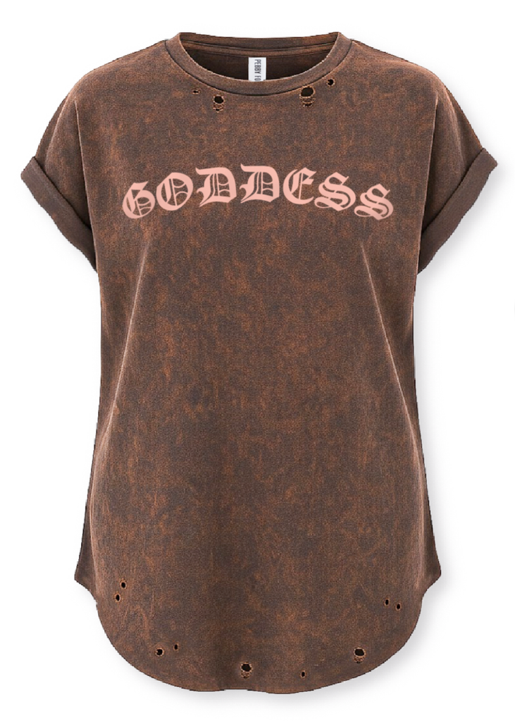 pebby forevee Side Slit Tee GODDESS DESTRUCTED SIDE SLIT TEE