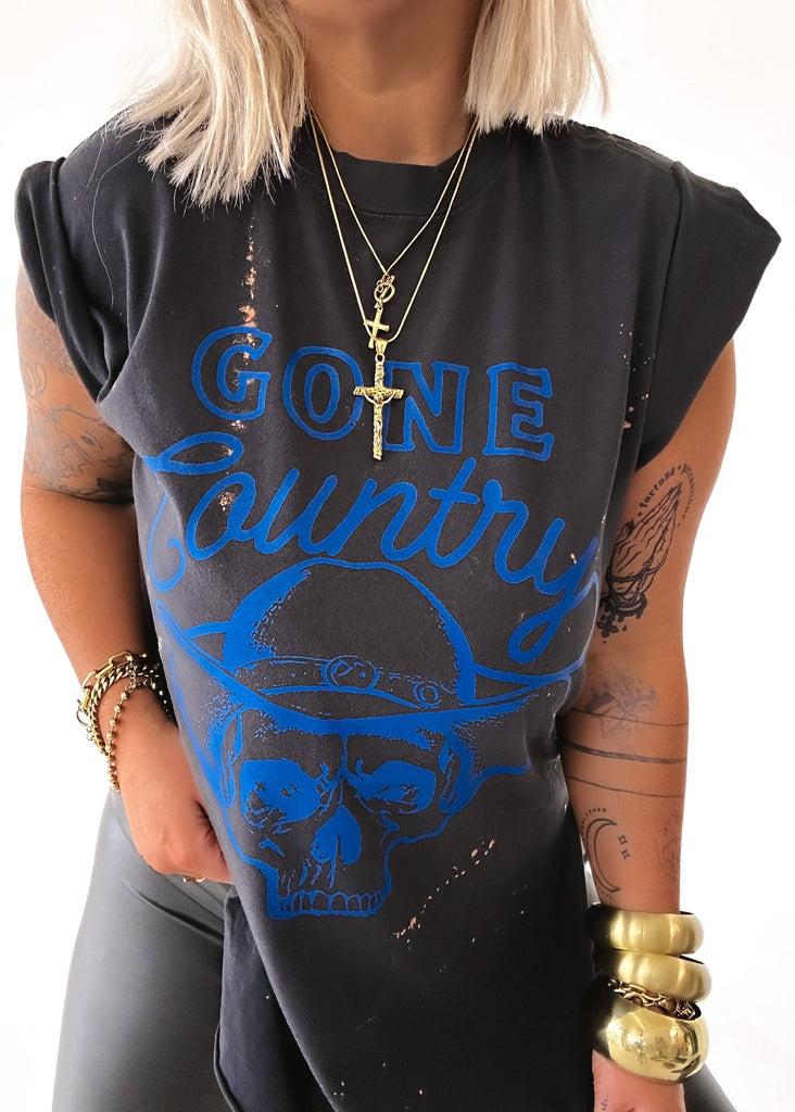 pebby forevee Side Slit Tee GONE COUNTRY BLEACHED OUT SIDE SLIT TEE