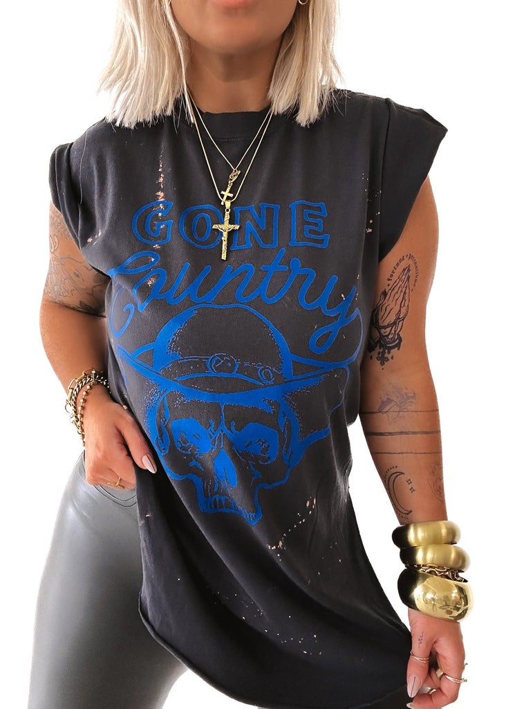 pebby forevee Side Slit Tee GONE COUNTRY BLEACHED OUT SIDE SLIT TEE