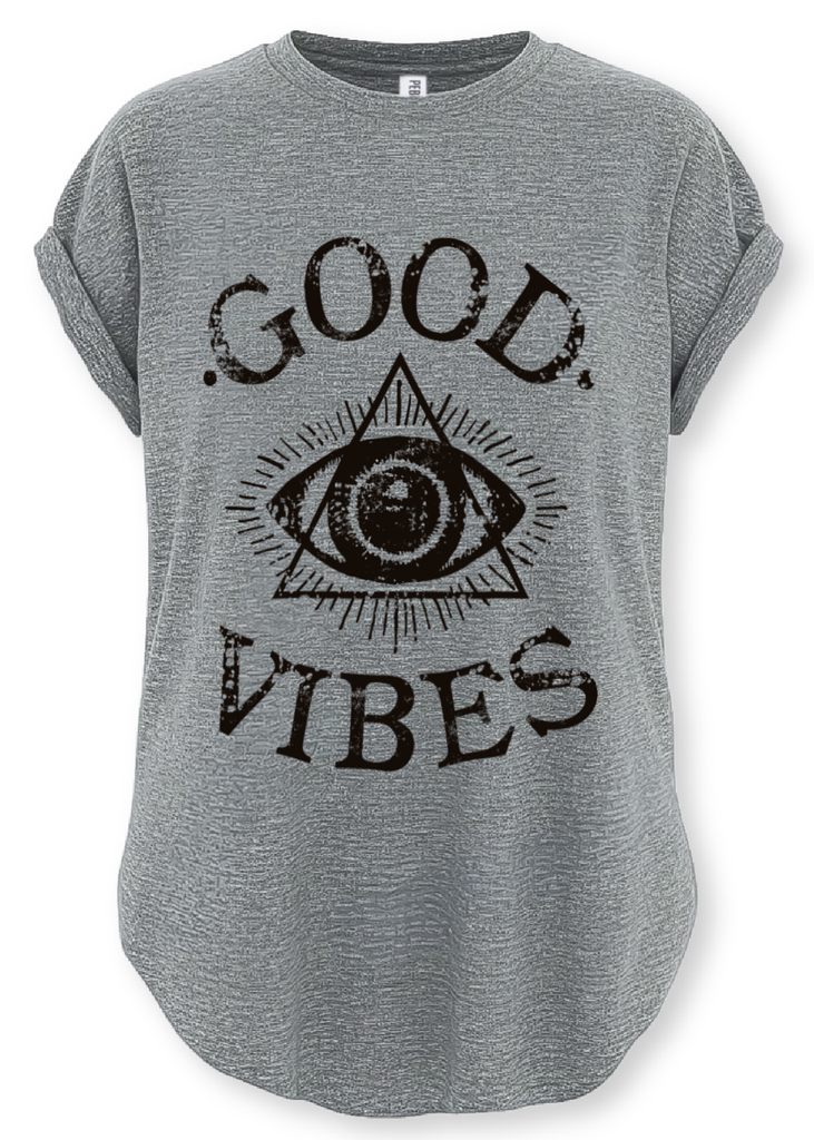 pebby forevee Side Slit Tee GOOD VIBES (BLACK) SIDE SLIT TEE