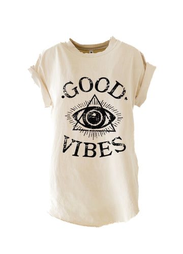 pebby forevee Side Slit Tee GOOD VIBES (BLACK) SIDE SLIT TEE